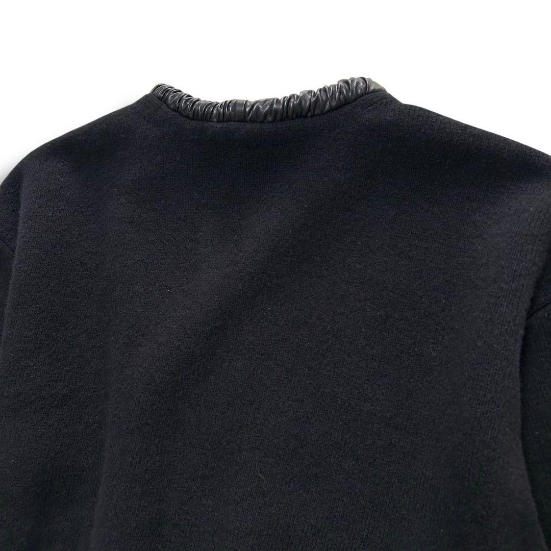 アレキサンダーワン ニット レザー ジャケット 切替 ボリュームスリーブ