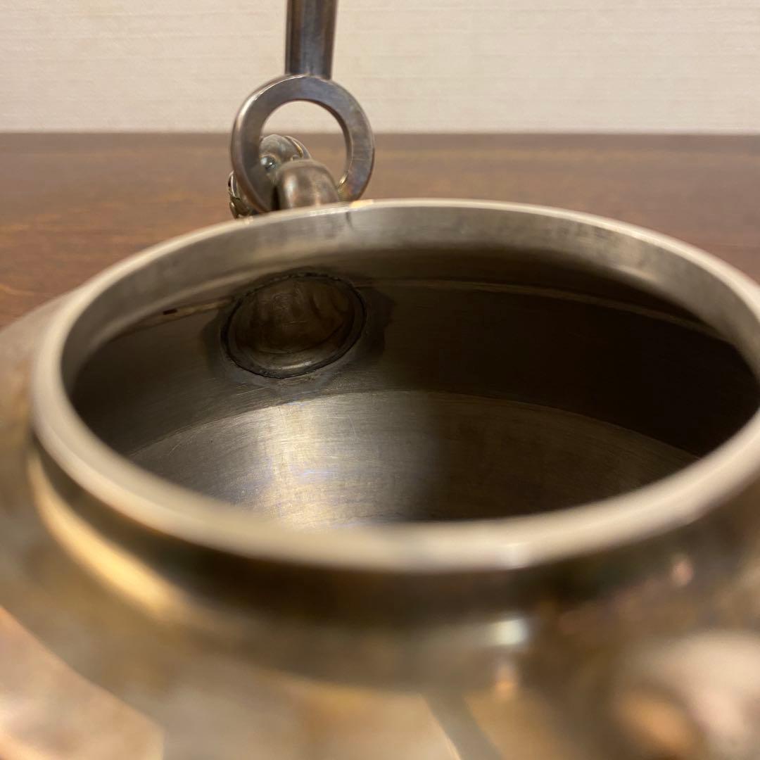 鈴木長ニ斎 純銀獣口湯沸 茶道具 煎茶道具 銀瓶