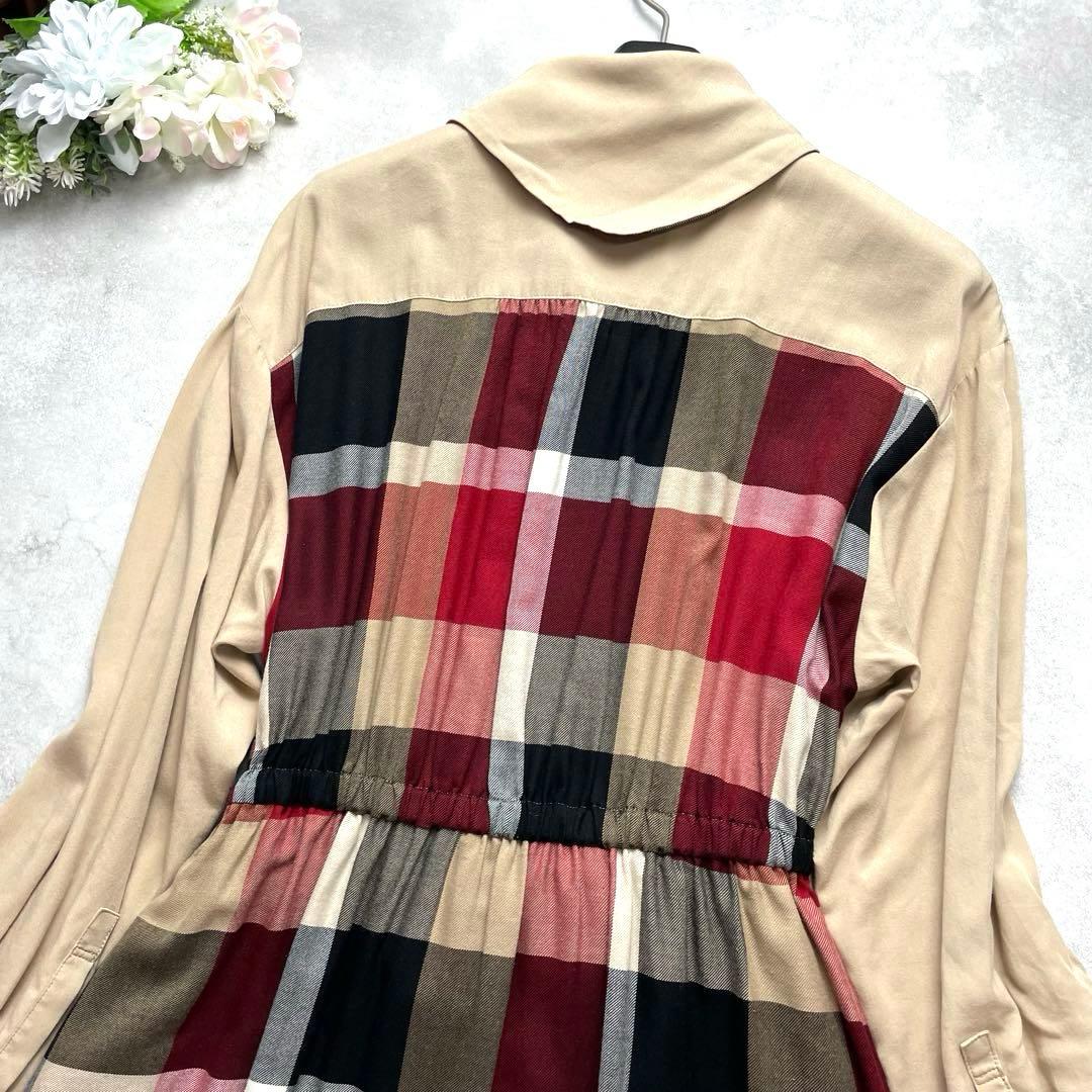 お洒落✨ブルーレーベルクレストブリッジ ロングワンピース チェック 赤 リボン