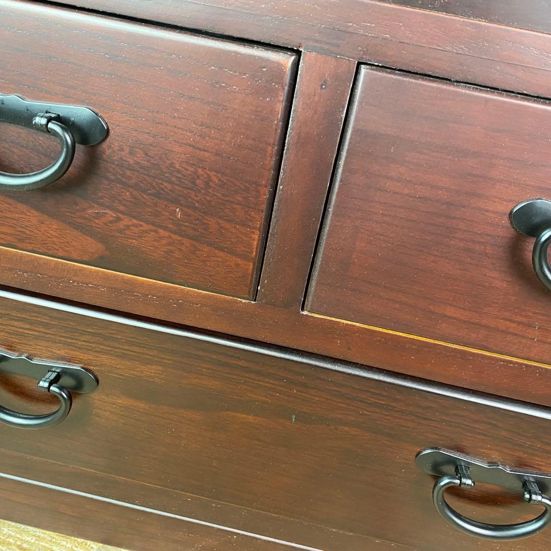 訳あり品！【75】民芸木製桐材天然無垢和箪笥引き戸付き収納家具和タンス飾り棚和室