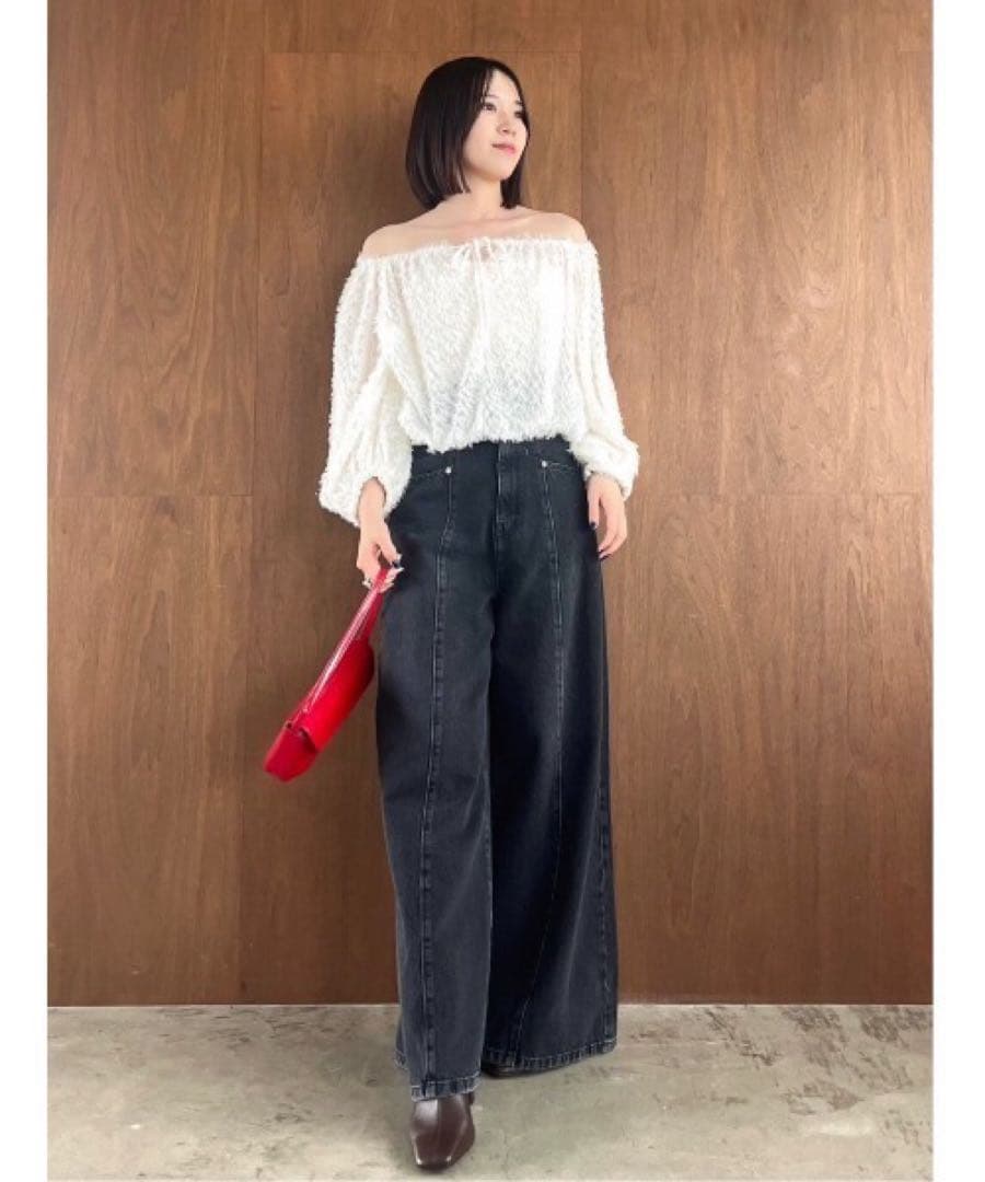 FRAY I.D ダブルベルトセンターラインデニム　1 ブラック