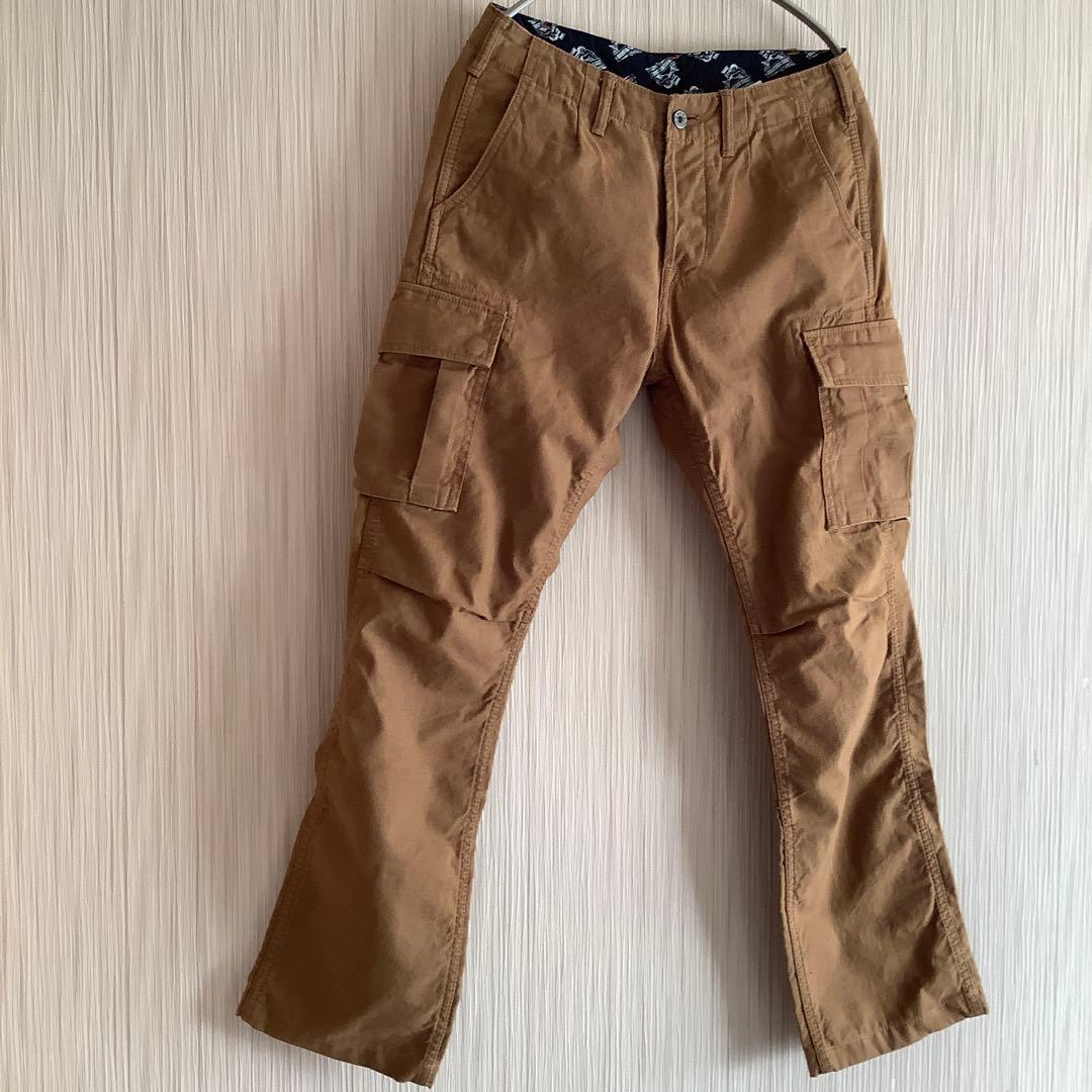 【桃太郎ジーンズ】藍布屋時代のオールド桃太郎 茶色 カーゴパンツ W30 希少品