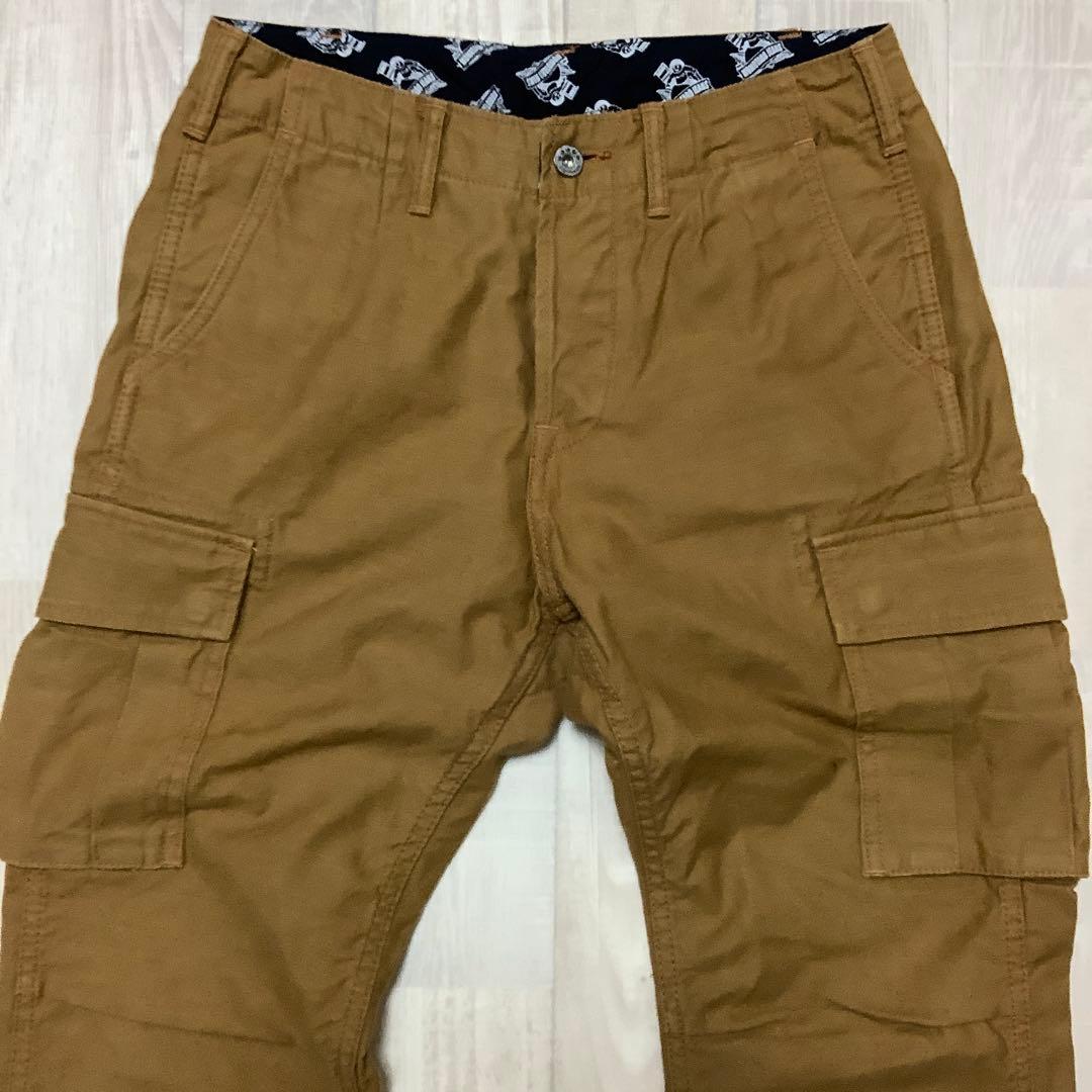 【桃太郎ジーンズ】藍布屋時代のオールド桃太郎 茶色 カーゴパンツ W30 希少品