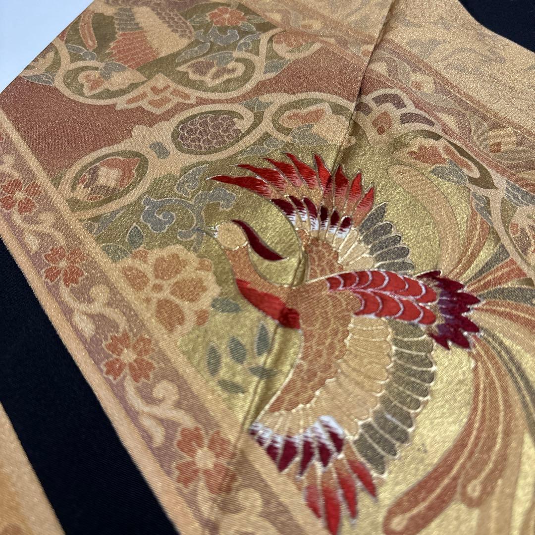 K*o様 豪華 黒留袖 金彩 一部刺繍 鳥 比翼仕立 正絹 広衿 袷 着物 AK