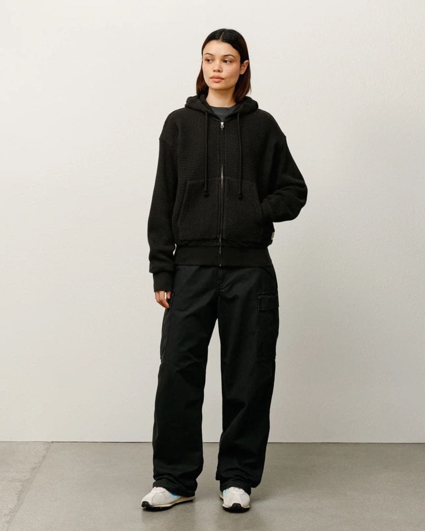 トップス stussy double layer waffle zip hoodie