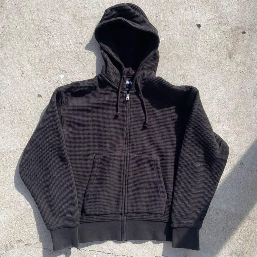 トップス stussy double layer waffle zip hoodie