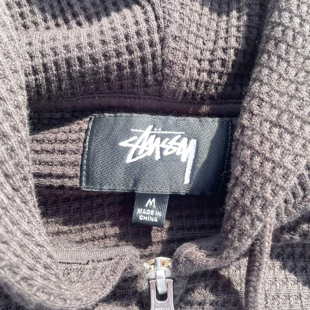 トップス stussy double layer waffle zip hoodie