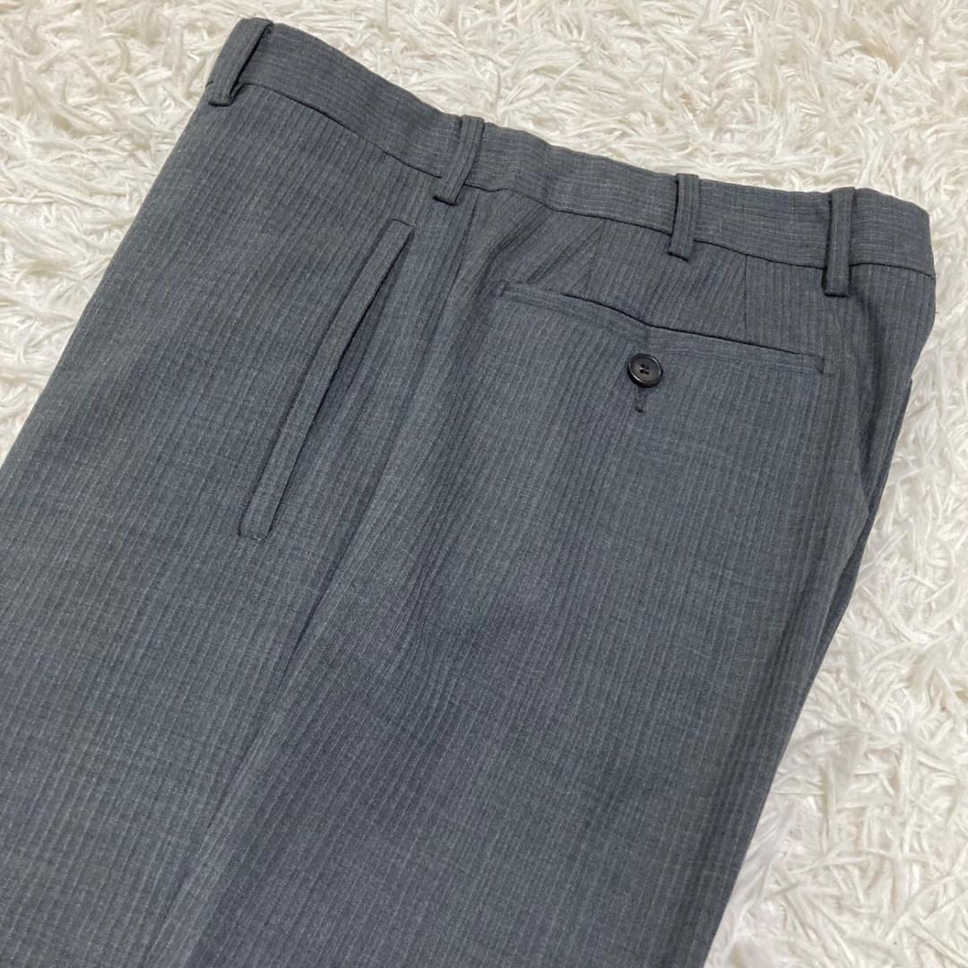 13272✨プラダ スーツ セットアップ ウール100% グレーストライプ 44