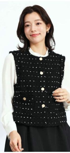 スコットクラブ系列⭐FENNEL ⭐ドットツイードショートジレ ブラック