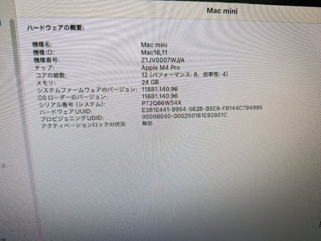 Apple Mac mini M4 Pro 24GB（１TB＋付属品）