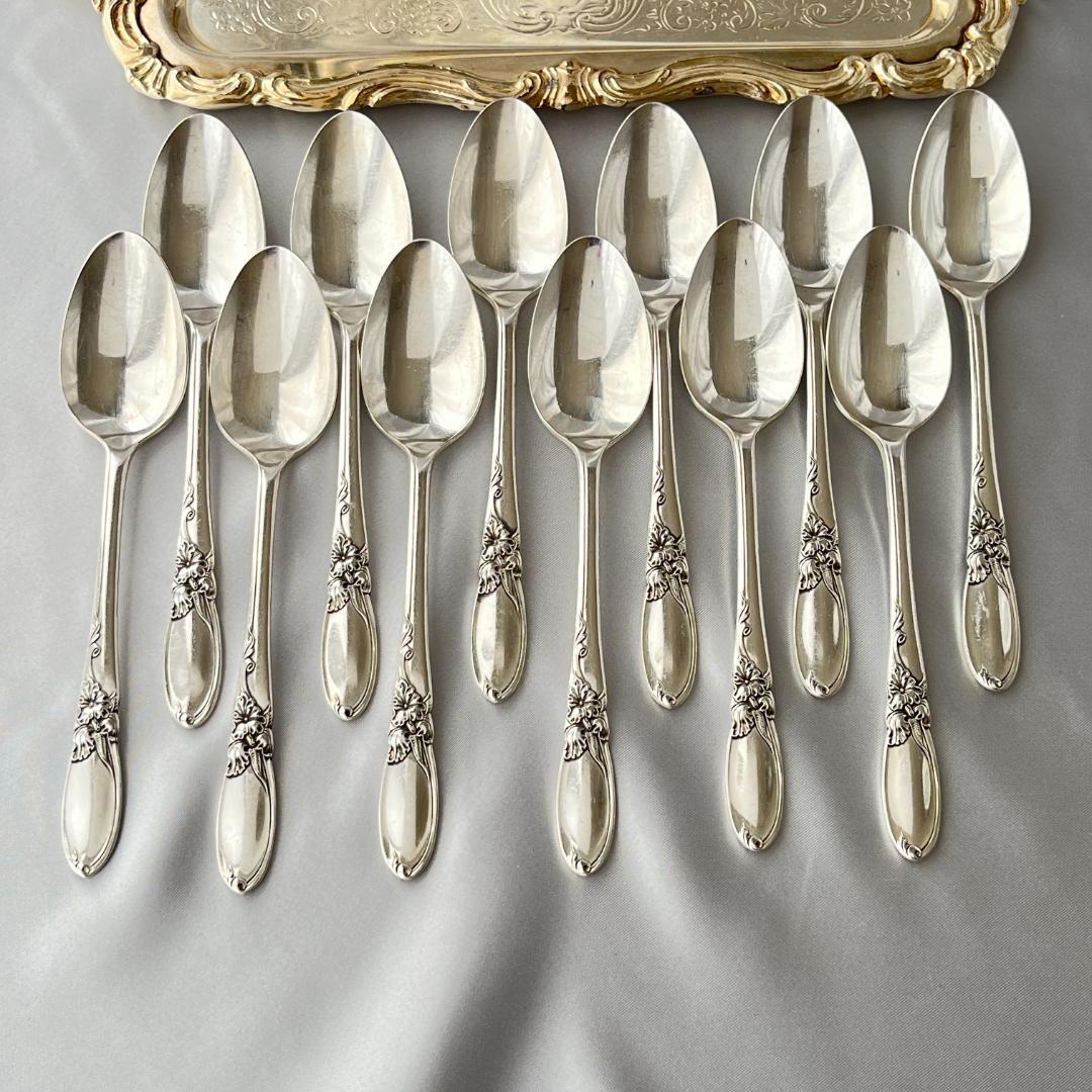 【White Orchid】コーヒースプーン 12本【シルバープレート】