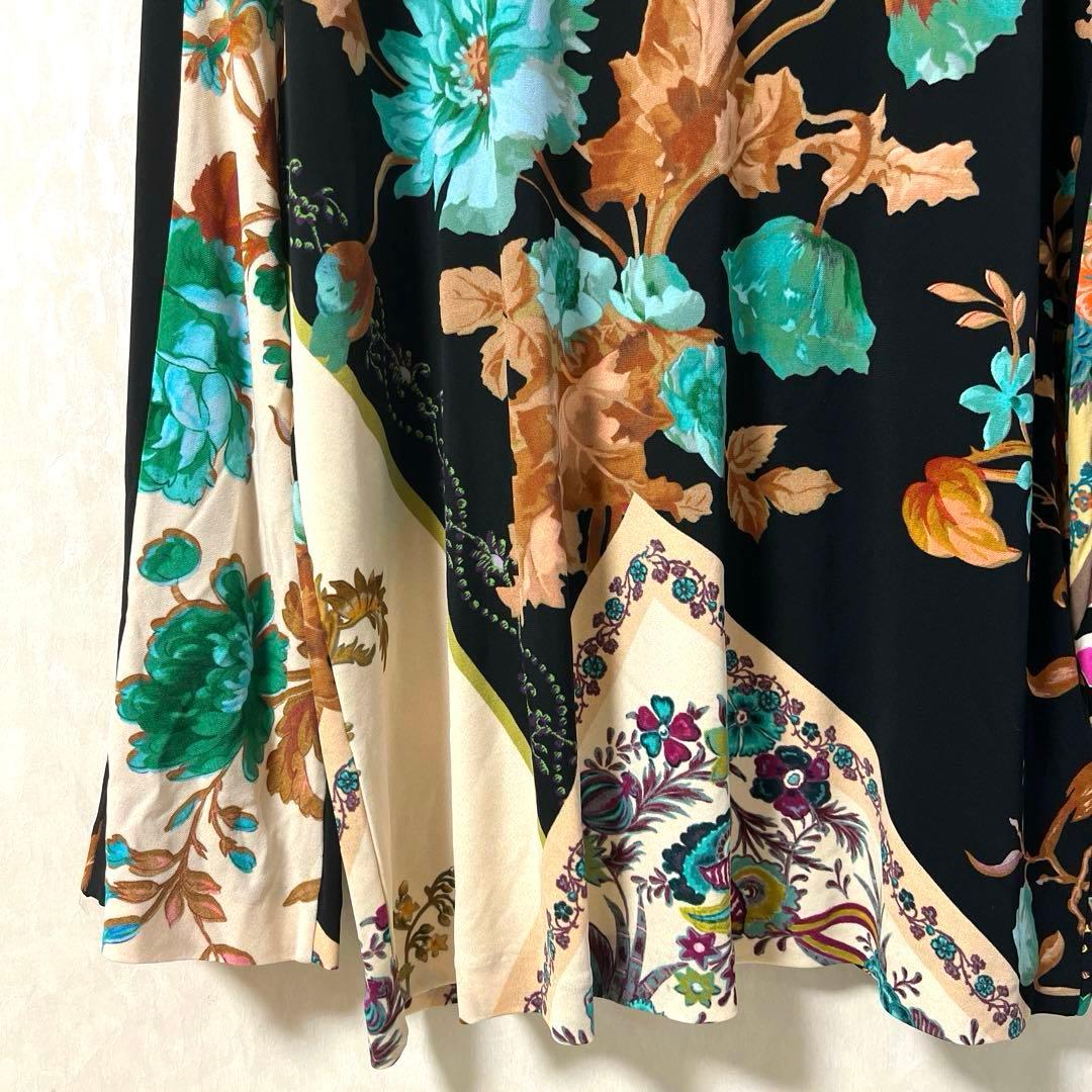 ETRO エトロ 長袖 クールネック 花柄 ストレッチ 46大きいサイズ