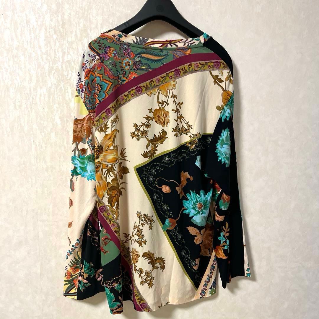 ETRO エトロ 長袖 クールネック 花柄 ストレッチ 46大きいサイズ