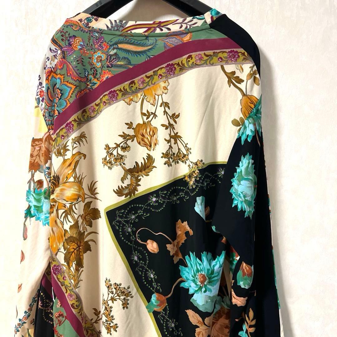 ETRO エトロ 長袖 クールネック 花柄 ストレッチ 46大きいサイズ