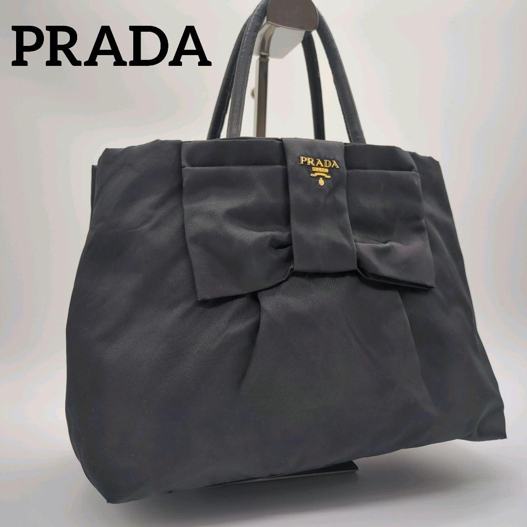 【人気モデル・美品】プラダ☆ハンドバッグ ナイロン テスート リボン ブラック