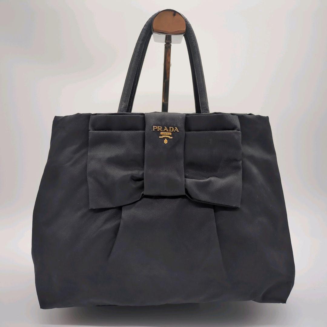 【人気モデル・美品】プラダ☆ハンドバッグ ナイロン テスート リボン ブラック