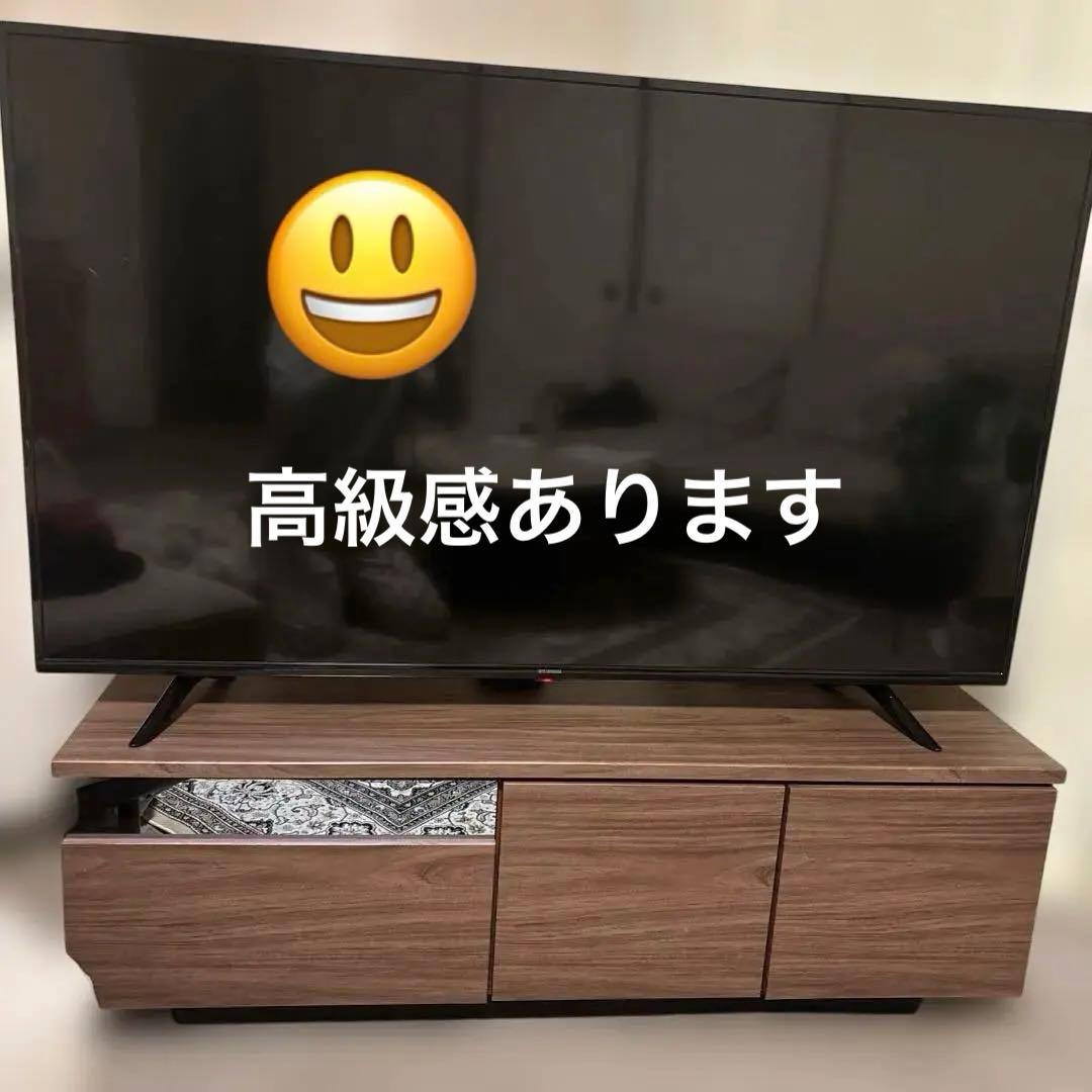 高級感！ミディアムブラウン木製テレビ台 引き出し式収納
