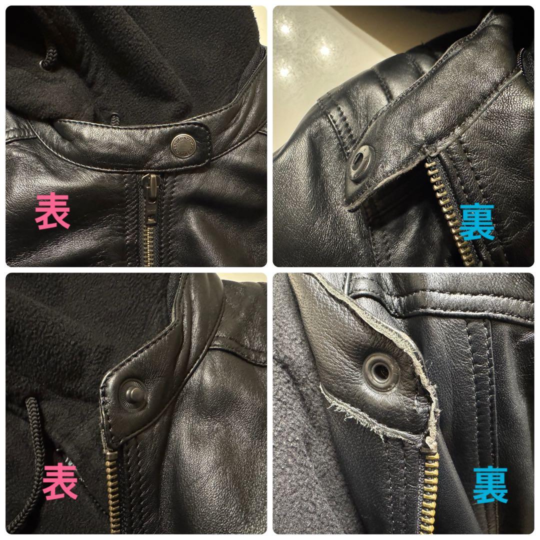 DEGNER デグナーシングルライダースジャケットフーディジャケット　2way