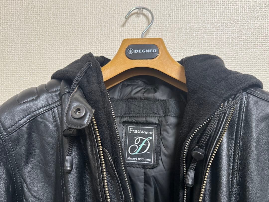 DEGNER デグナーシングルライダースジャケットフーディジャケット　2way