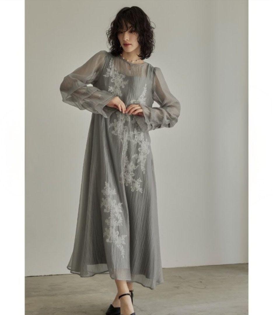 極美品 niana ニアナ ドリードール シアーAラインワンピース M 結婚式