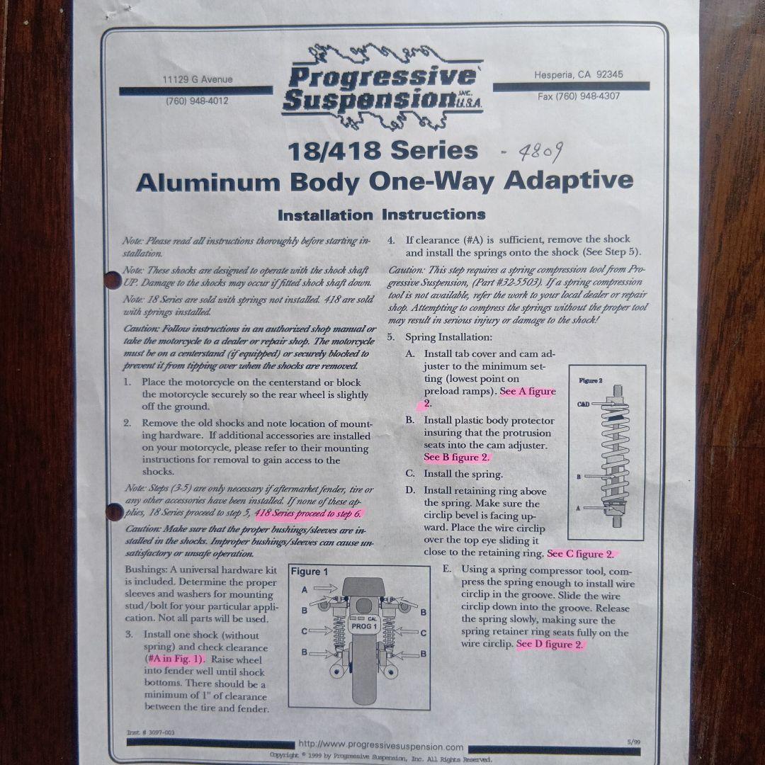 プログレッシブ サスペンション SR400 ZL750/900他