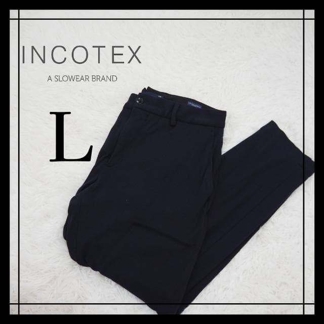 【最高級】INCOTEX　SLIM FIT ジャージースラックスパンツ　ネイビー