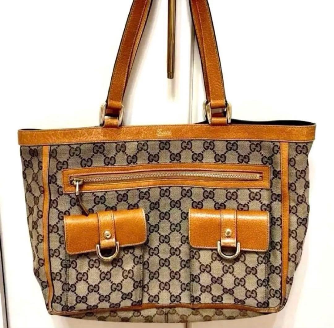 【保存袋付き】Gucci ロゴプリント ショルダーバッグ