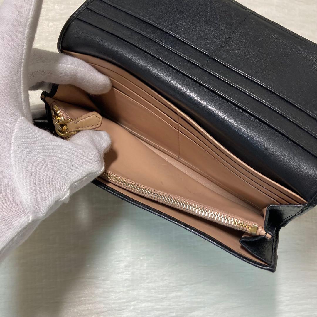本日限定　美品　PRADA プラダ　二つ折り　財布　長財布　付属品　黒　バイカラ