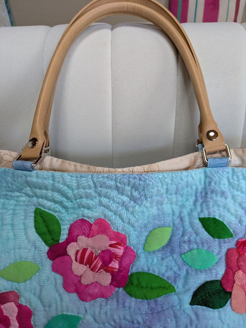 ★ハワイアンキルト薔薇いっぱいの ビッグトートバッグ