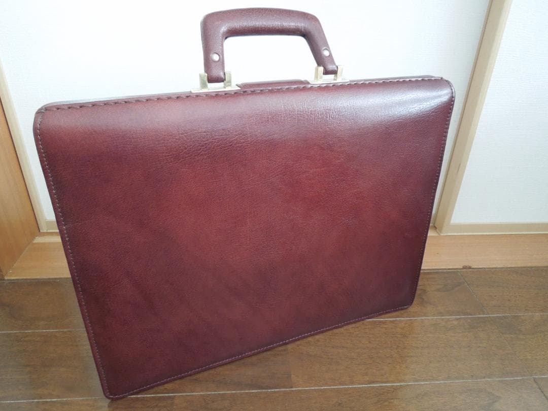 【しえもん】レザー製 バーガンディ ブリーフケース / 本革　鍵付き