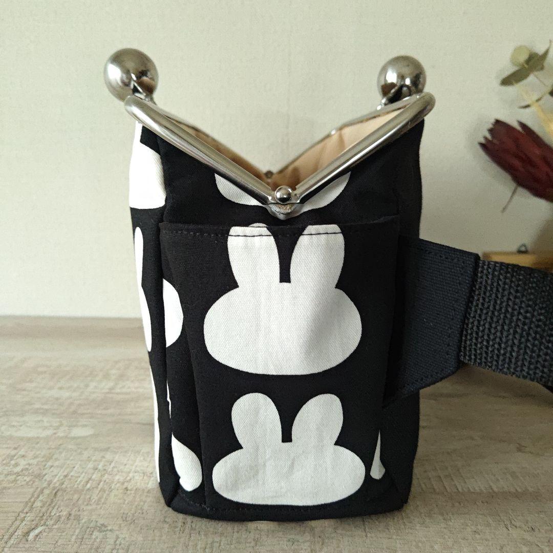 【作ちゃん様】がま口ウエストバッグ　ラビット柄　ハンドメイド