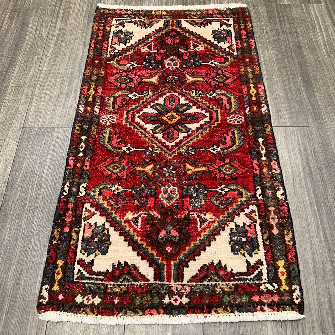 110cmx63ペルシャ絨毯年代織り物ハマダン手織り絨毯スパーヴィンテージラグ