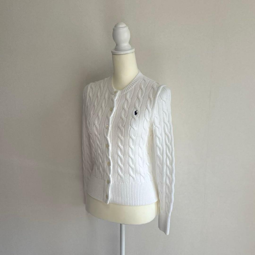 【美品】 ポロラルフローレン コットン ケーブルニット カーディガン
