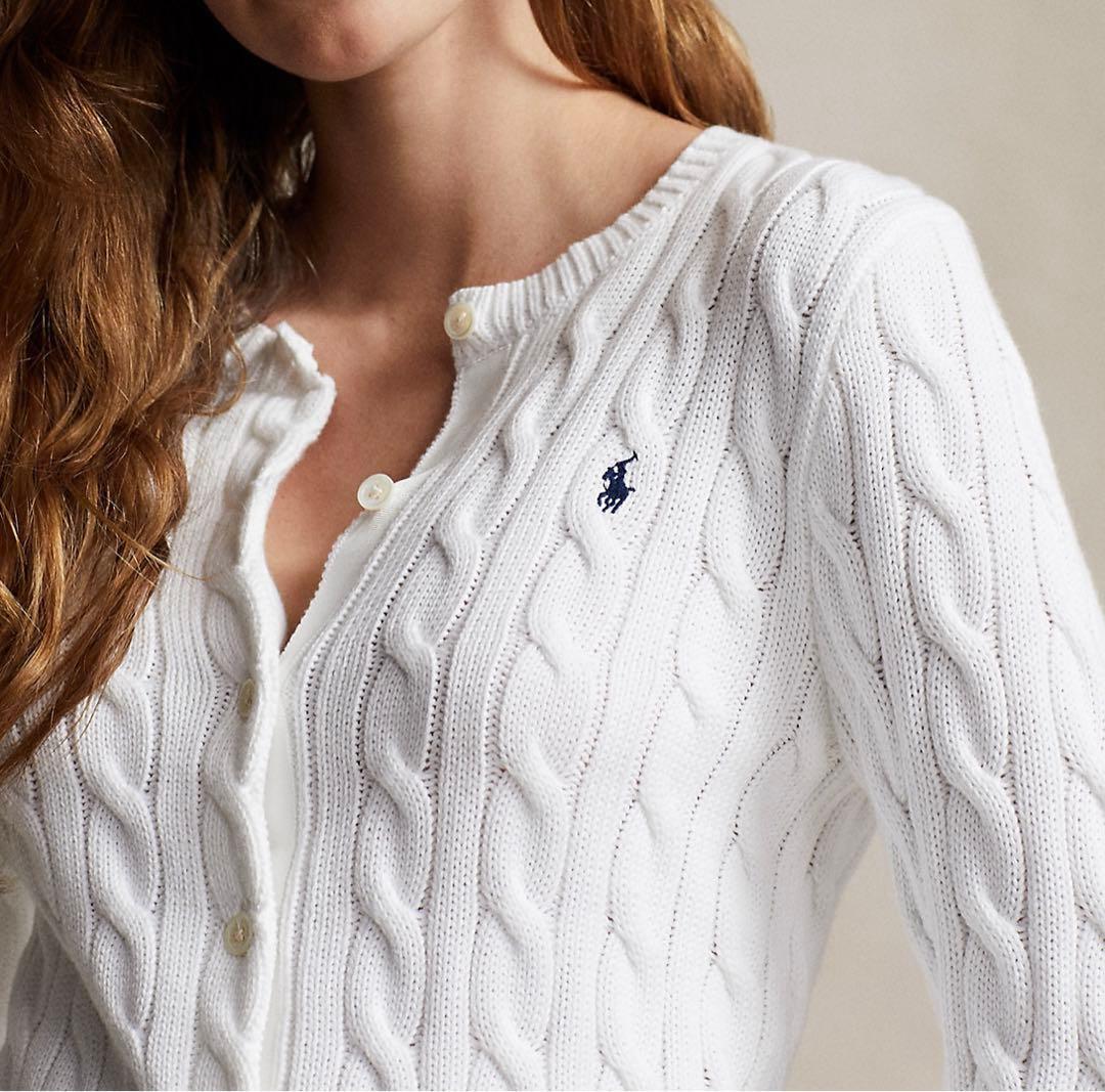 【美品】 ポロラルフローレン コットン ケーブルニット カーディガン