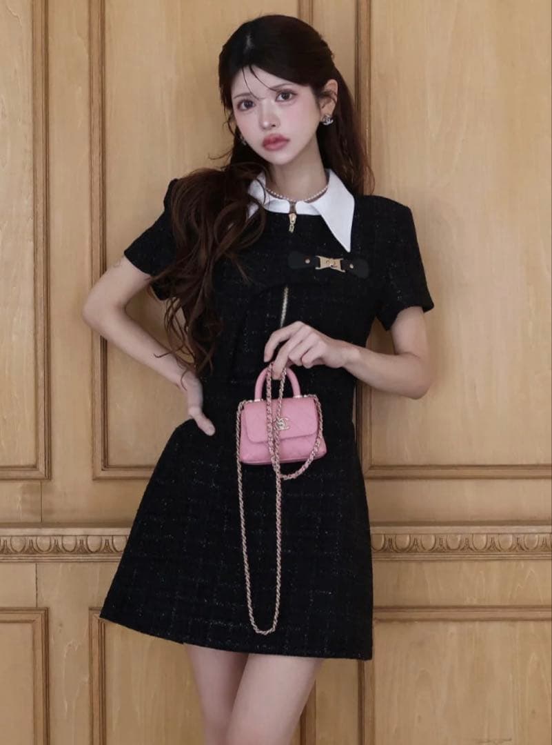 美品 ⟡ Randy アシンメトリーツイードハーフスリーブドレス ⟡