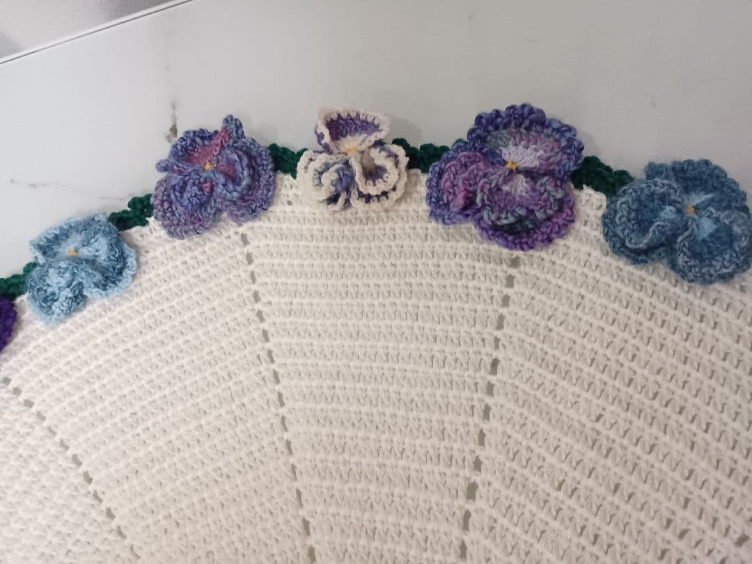 パンジーの　花束ブランケット　カシミア100%で温か