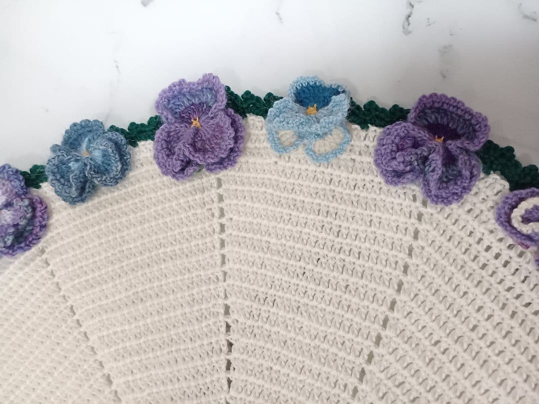 パンジーの　花束ブランケット　カシミア100%で温か