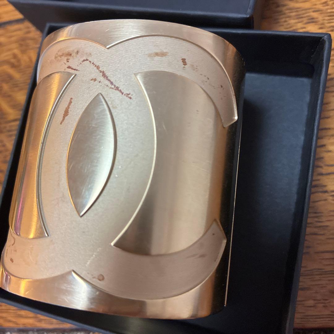 CHANEL シャネル　ココマーク ゴールド ワイドバングル 希少　ミラー付き