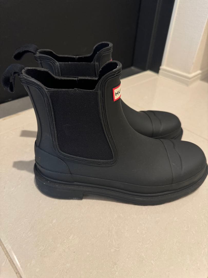 HUNTER 黒 レインシューズ チェルシーブーツ