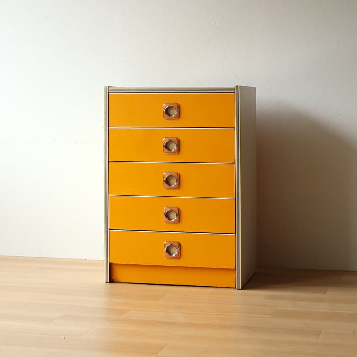 レトロポップ 整理タンス 昭和レトロ おもちゃ箱 スペースエイジ 黄色