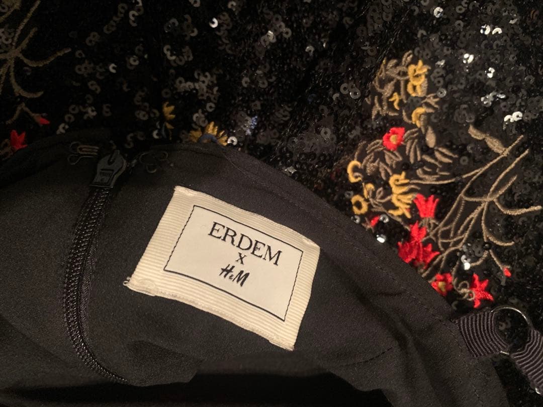 美品 ERDEM x  刺繍スパンコールキャミワンピース
