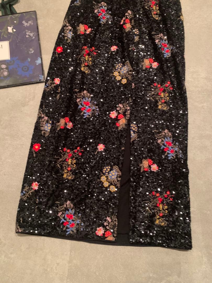 美品 ERDEM x  刺繍スパンコールキャミワンピース