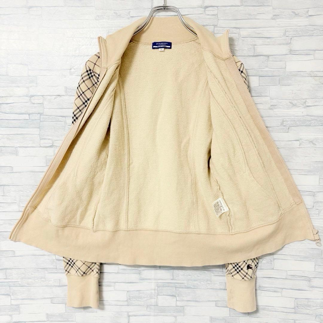バーバリーブルーレーベル ノバチェック ジャケット 袖刺繍ロゴ ダブルジップ38