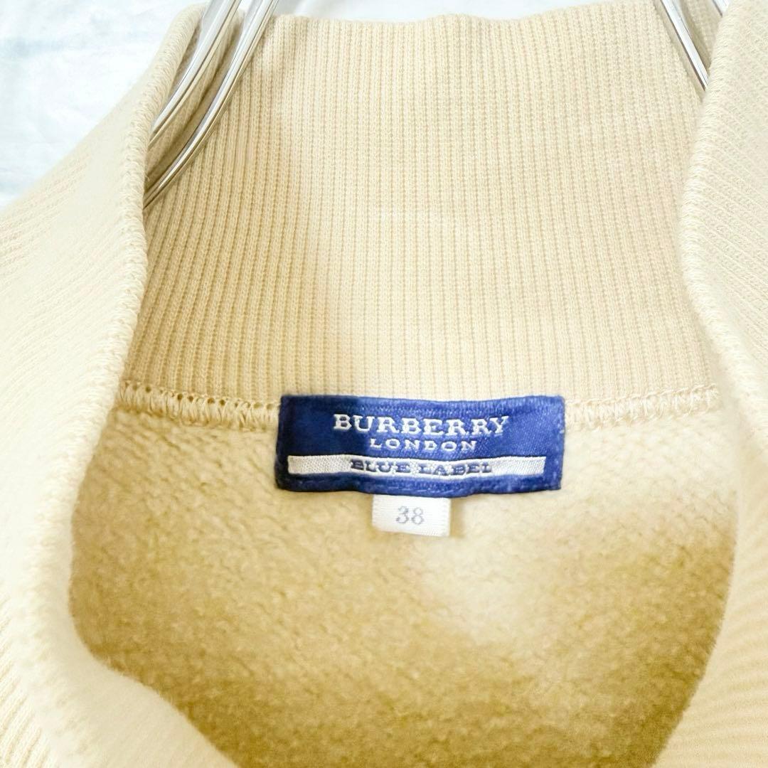 バーバリーブルーレーベル ノバチェック ジャケット 袖刺繍ロゴ ダブルジップ38