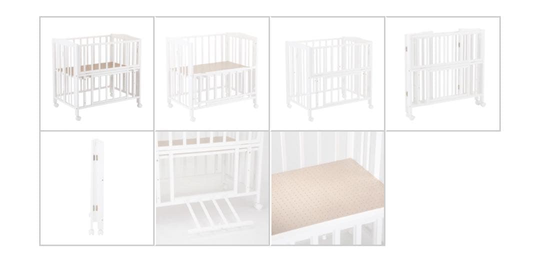 美品カトージ　ベビーベッド　ホワイト　品番02700 マット、ふとん付き