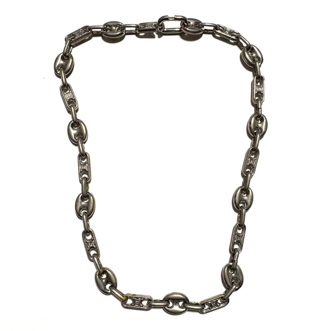 【ビンテージ】CELINE /セリーヌ　マカダム　チェーン　ネックレス　シルバー