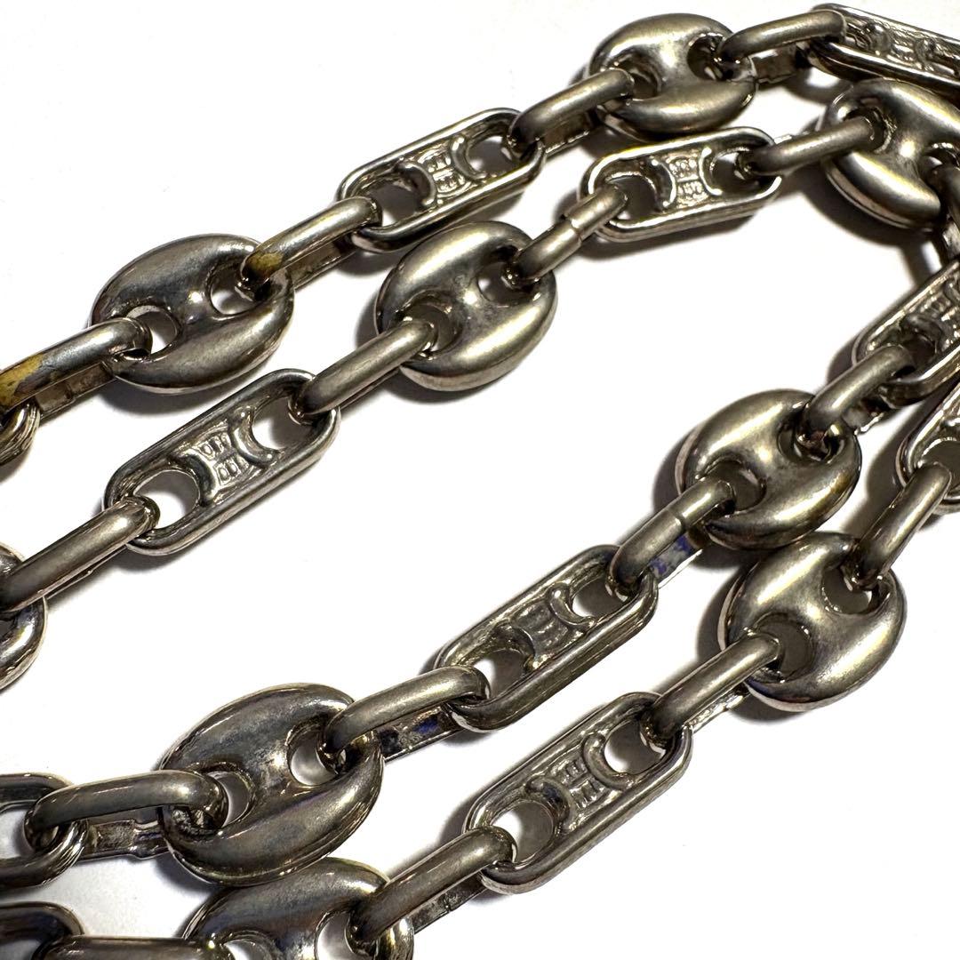 【ビンテージ】CELINE /セリーヌ　マカダム　チェーン　ネックレス　シルバー