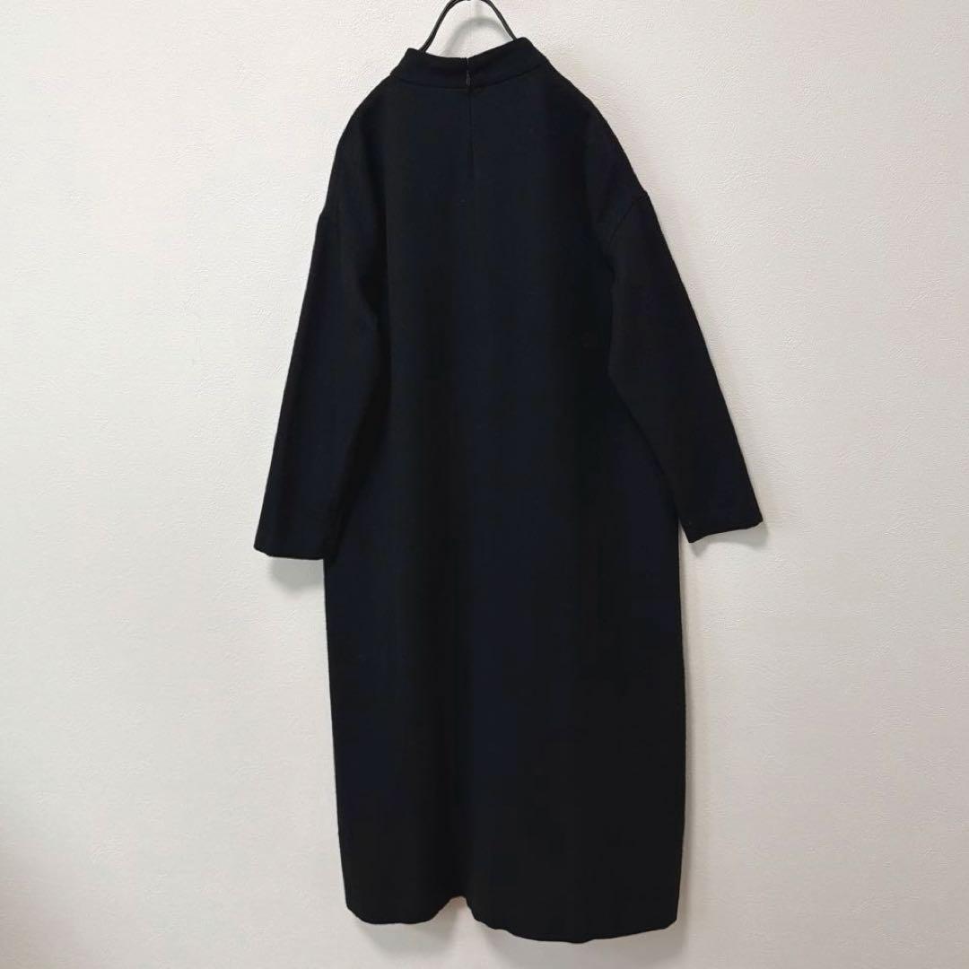 evam eva ウールカシミヤ　スタンドカラーワンピース