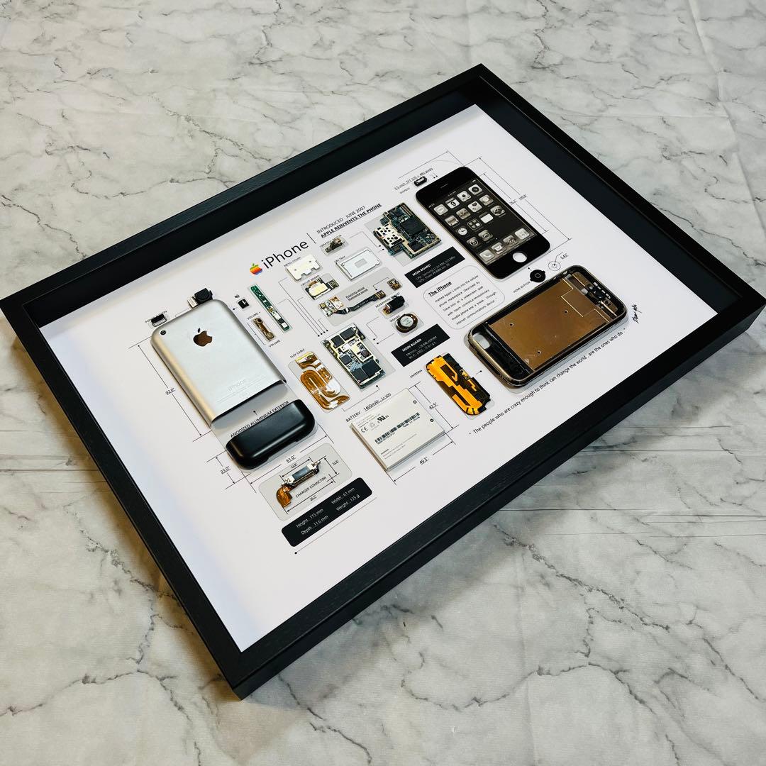 【プレミアム端末】 iPhone 2G 標本アート 高級木製ボックスフレーム仕様