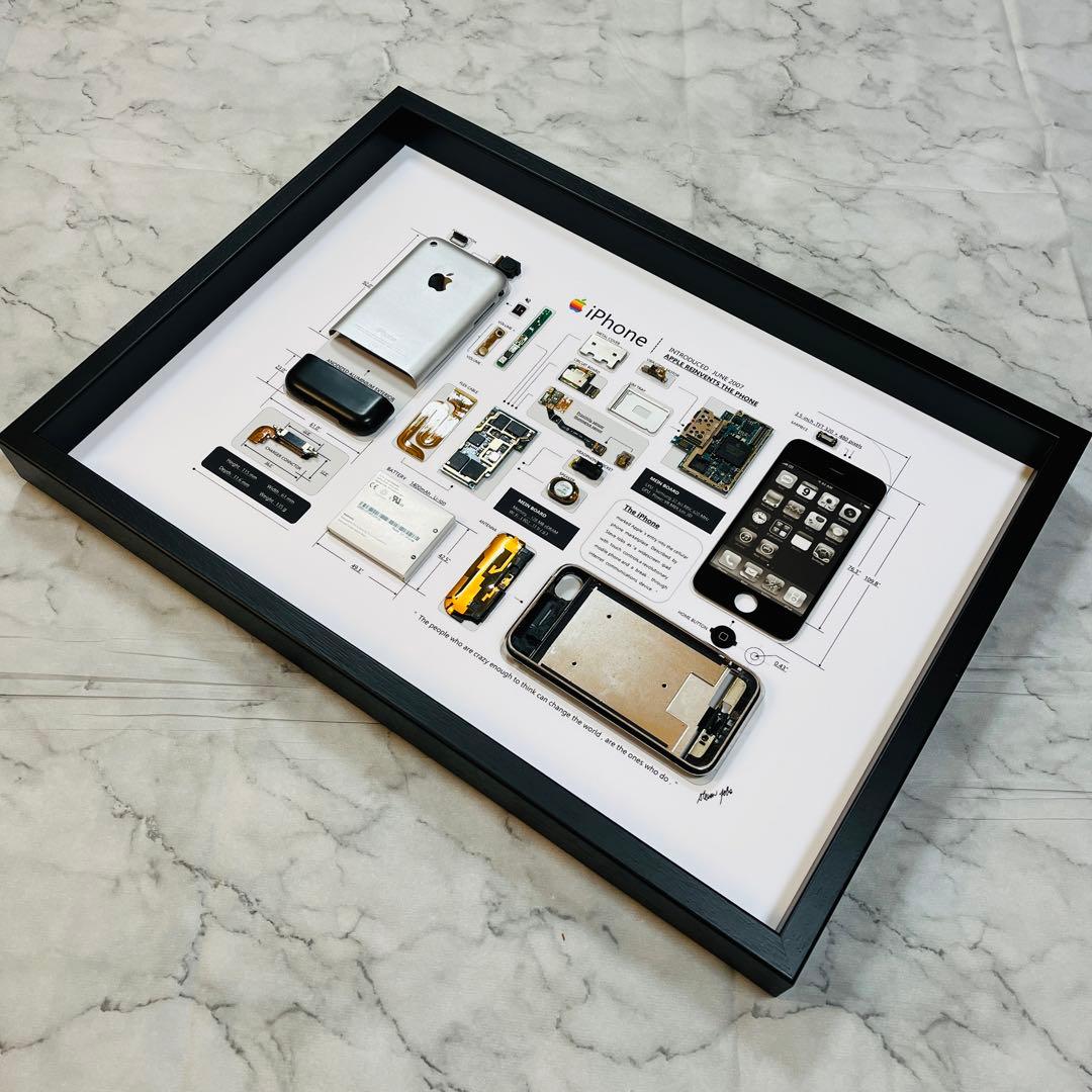 【プレミアム端末】 iPhone 2G 標本アート 高級木製ボックスフレーム仕様